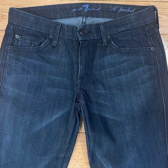 7 For All Mankind A Pocket Dark Wash Denim flare Jeans Embellished Womens Sz 28 - Picture 4 of 8